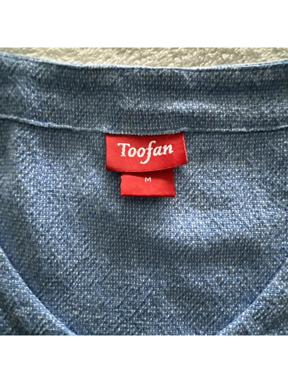 Lagenlook Cotton Top Blue Oversized Boxy Womens M Button Detail Minimalist Artsy - Picture 2 of 9